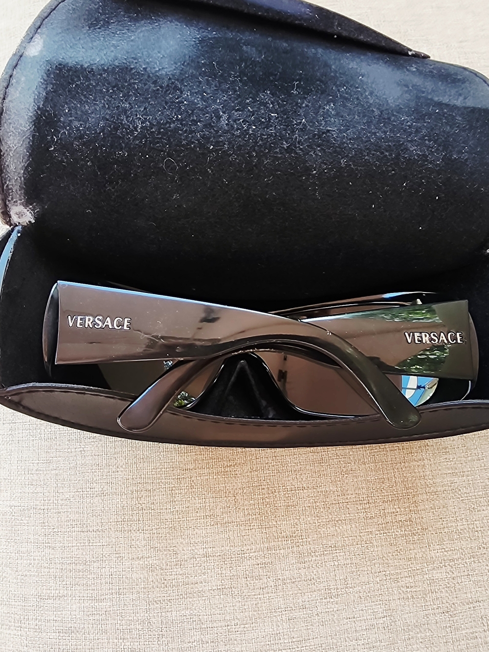 Versace Black Sunglasses with Gold Logo - Picture 2 of 8